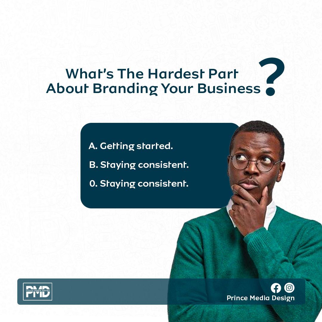 PrinceAtem2's tweet photo. What’s the hardest part about branding your business?
🅰️ Getting started
🅱️ Staying consistent
🅾️ Choosing visuals
Vote in the comments ⬇️ https://t.co/AA32K5zE0x