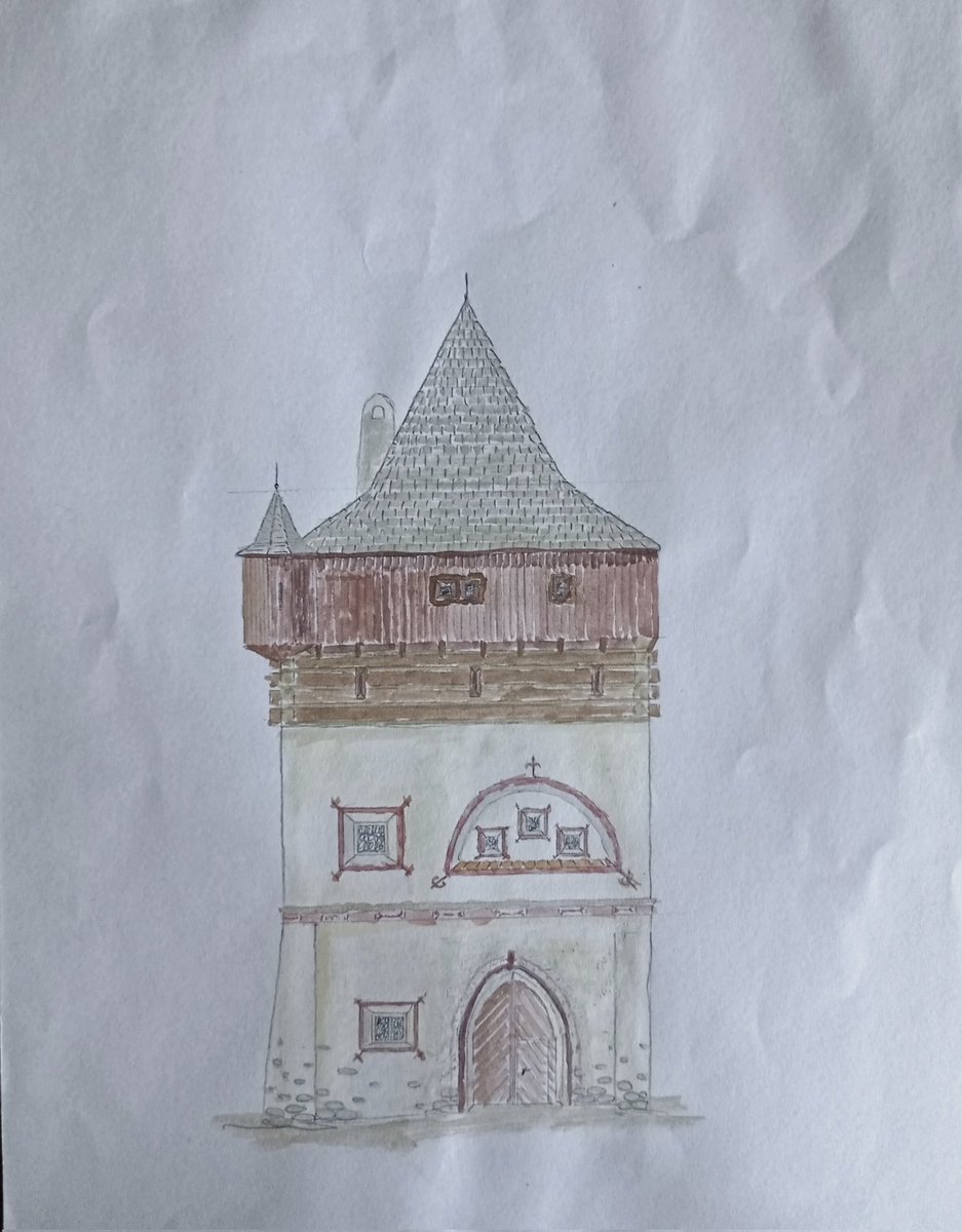 wojczym's tweet image. Gothic house from the 14th century. Work done with watercolors. #WatercolorArt #Architecture
