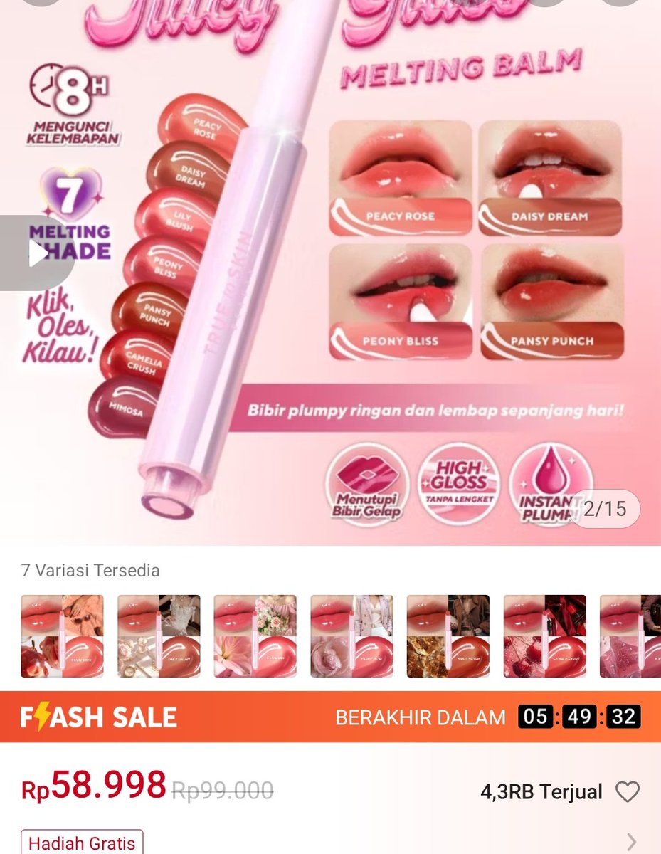 suma444_'s tweet photo. INFO PROMO &amp; DISKON MAKE UP &amp; SKINCARE 

Liptin True to Skin- Juicy Glass melting Balm

💸dari 99.000 jadi cuma 58.990 ✨️🔥
🔗https://t.co/iXPwhhQBnM

promo diskon skincare rekomendasi shopee lipstick liptin true to skin make up https://t.co/TOozrBBver