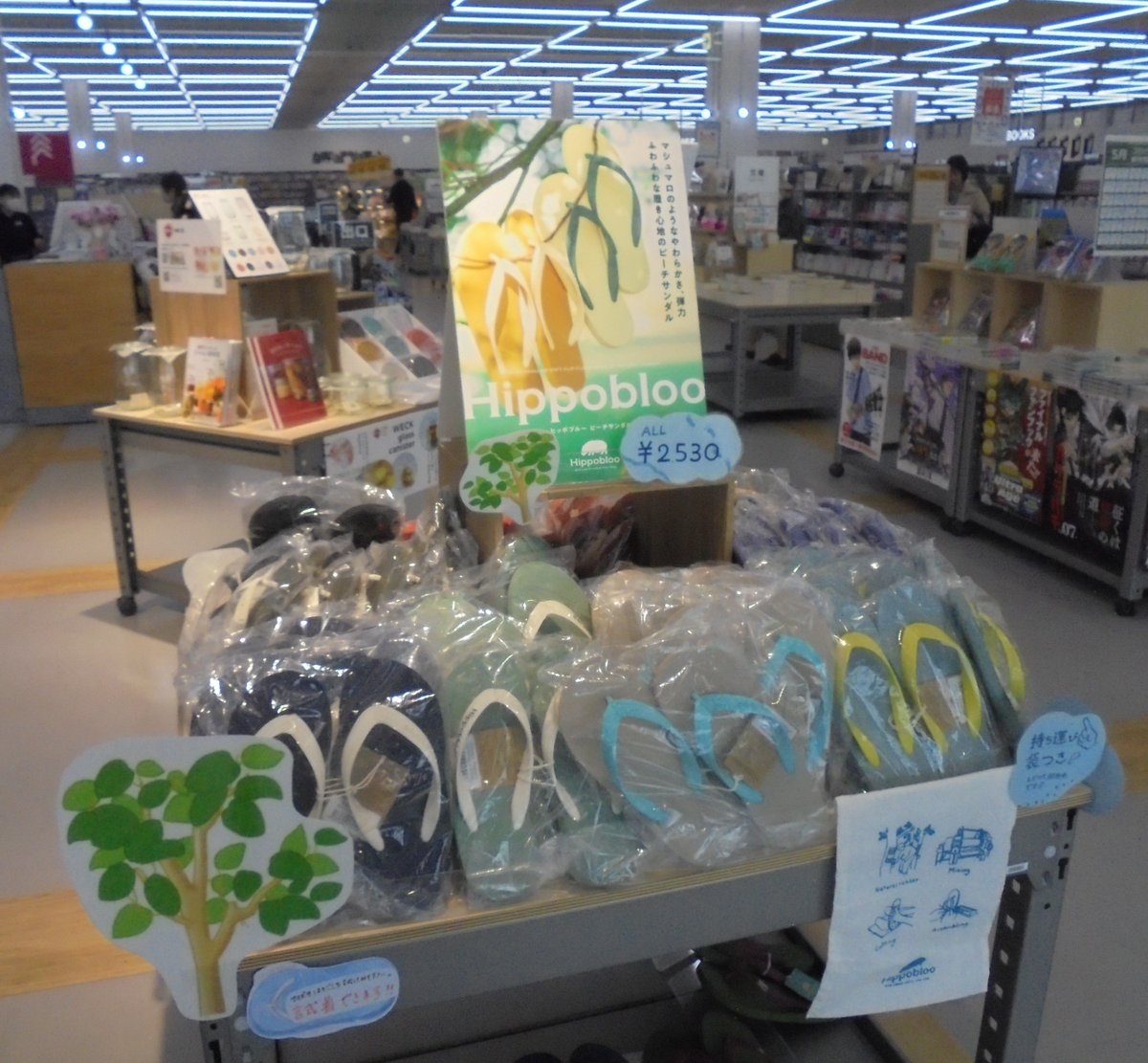 tsutayaniida's tweet photo. \\今年も入荷🌴//

今年の夏の足元は #Hippobloo のビーチサンダル‼️
昔ながらの天然ゴム素材で一足一足丁寧に作られた柔らかく履き心地抜群です☺️‼️
お買い上げでコットン素材のオリジナル巾着もついてきます😌

#TSUTAYA仁井田店 #ナイスガーデン https://t.co/Lz0A45NGB7