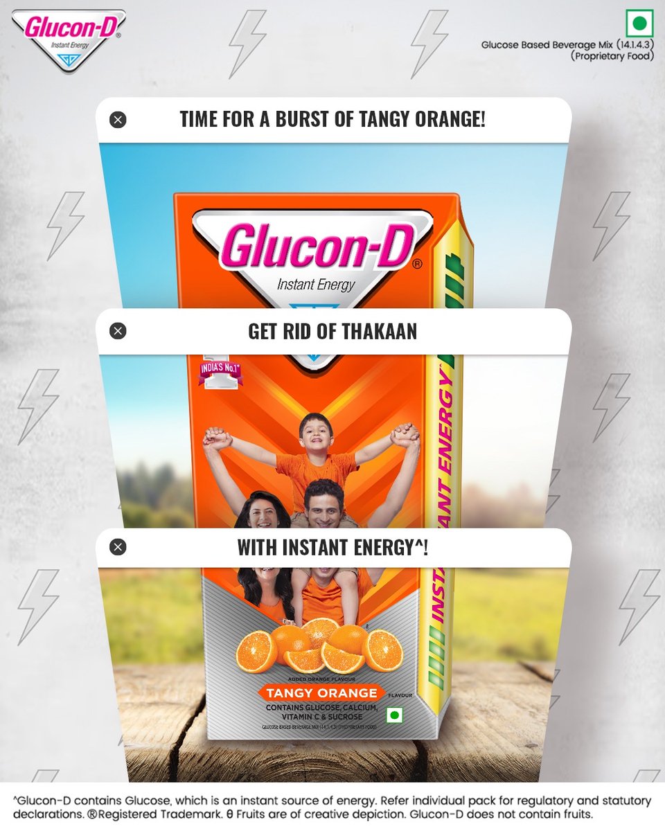 Glucon-D India (@glucondindia) on Twitter photo Thakaan taking up all your tabs? Minimize the fatigue, maximize instant energy! ⚡ Grab yours now and stay unstoppable!
#GluconD #ThakaanGoneEnergyOn #Flavours #VitaminC #InstantEnergy #TangyOrange Thakaan taking up all your tabs? Minimize the fatigue, maximize instant energy! ⚡ Grab yours now and stay unstoppable!
#GluconD #ThakaanGoneEnergyOn #Flavours #VitaminC #InstantEnergy #TangyOrange