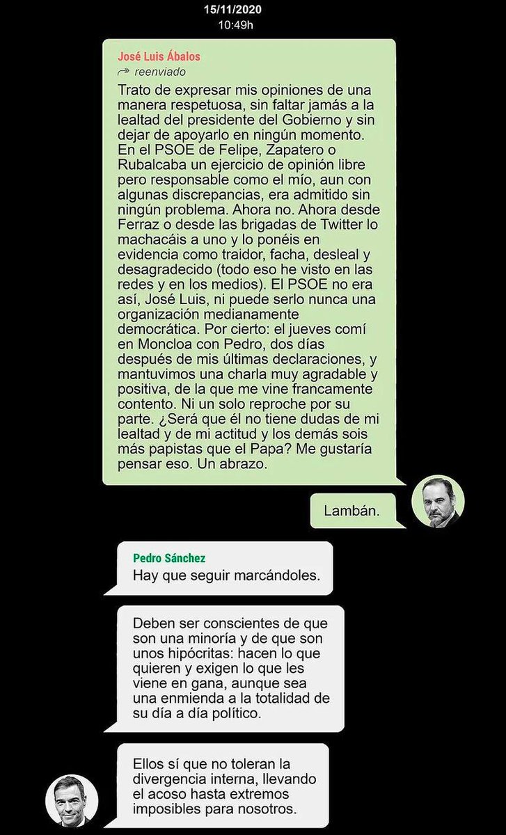 epesimo's tweet photo. D los whatsapps entre el delincuente #Sánchez y el delincuente #Ábalos se DEDUCE q el motivo del cese no fue la corrupción, sino el REPARTO del BOTÍN d las mordidas (©Fede)
#ElCascabel12M #12MayoESP #LaNoche24h #LaHora12M #TEM12M #Elprogramadear12M #Psoe #YAS12M #TardeAR12M https://t.co/izPazhmET4