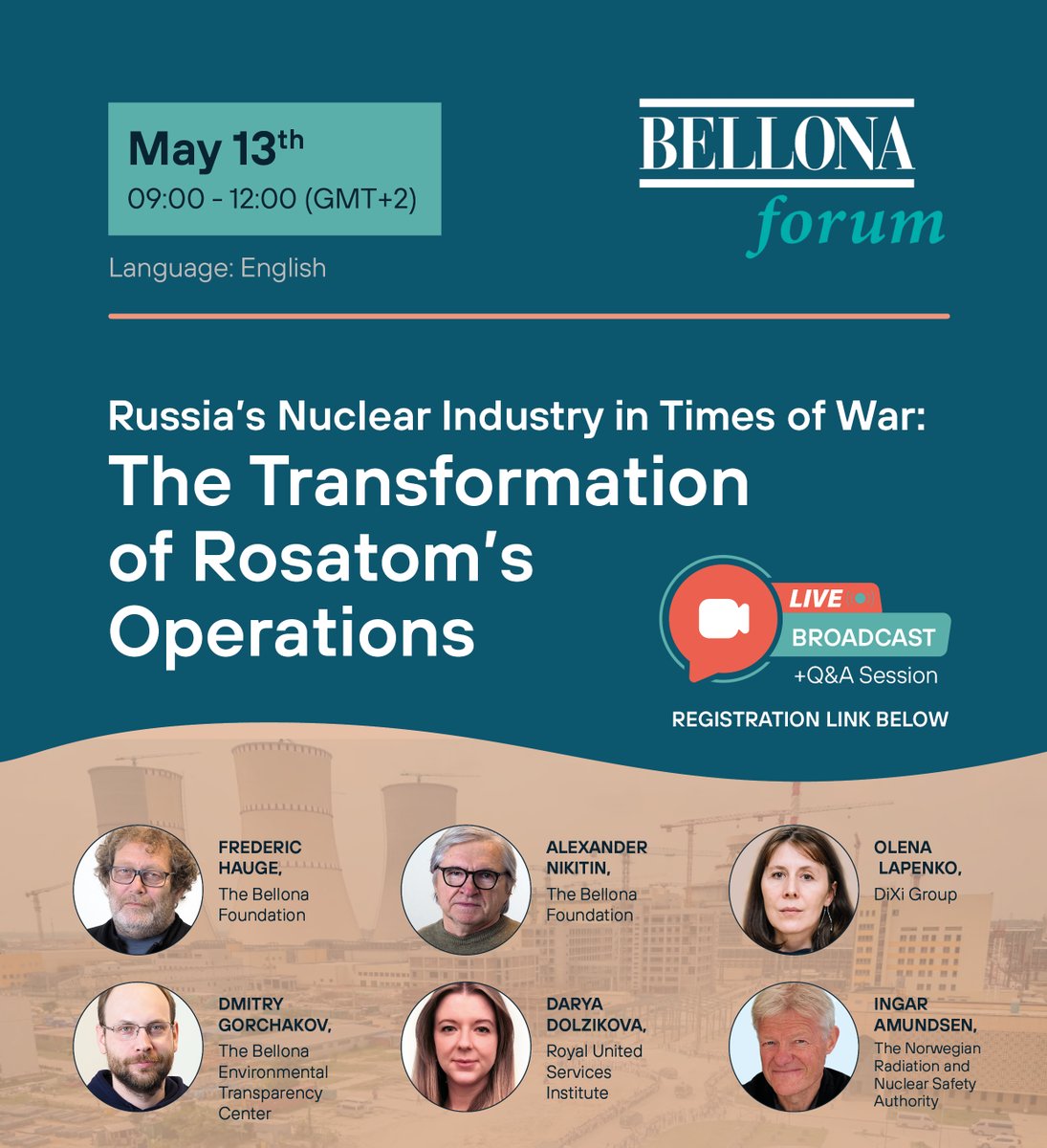 The Bellona Environmental Transparency Center (@bellona_etc) on Twitter photo Join us as we host a forum at our headquarters in Oslo, Norway, to discuss challenges in the Russian nuclear sector. The live broadcast will begin on May 13th at 09:00 on our YouTube channel. <a href="/RUSI_org/">RUSI</a> <a href="/DixiGroup/">Dixi Group</a> <a href="/dsa_stralevern/">Direktoratet for strålevern og atomsikkerhet (DSA)</a>
Register to get a link: forms.gle/Ym7EgGfCYaediR… Join us as we host a forum at our headquarters in Oslo, Norway, to discuss challenges in the Russian nuclear sector. The live broadcast will begin on May 13th at 09:00 on our YouTube channel. <a href="/RUSI_org/">RUSI</a> <a href="/DixiGroup/">Dixi Group</a> <a href="/dsa_stralevern/">Direktoratet for strålevern og atomsikkerhet (DSA)</a>
Register to get a link: forms.gle/Ym7EgGfCYaediR…