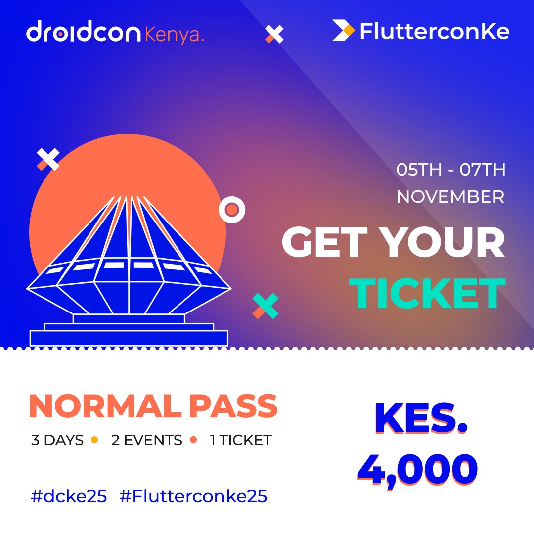 Tickets for #FlutterconKE25 are now live!

Join the Flutter dev community this November in Nairobi for 3 days of code, creativity, and connection.
Spaces are limited — grab your ticket now.

Tixs: bit.ly/dcKE2025Tickets

#flutterdev #FlutterconKE #TechConference #CrossPlatform
