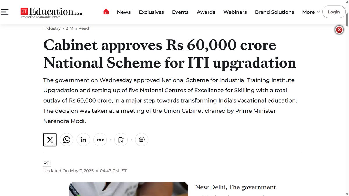 aparanjape's tweet photo. 'Cabinet approves Rs 60,000 crore National Scheme for ITI upgradation' https://t.co/0nk6d2HHCX 

Big, important decision... manufacturing skilling is a key priority.

@narendramodi https://t.co/yFmYR7AJ0e