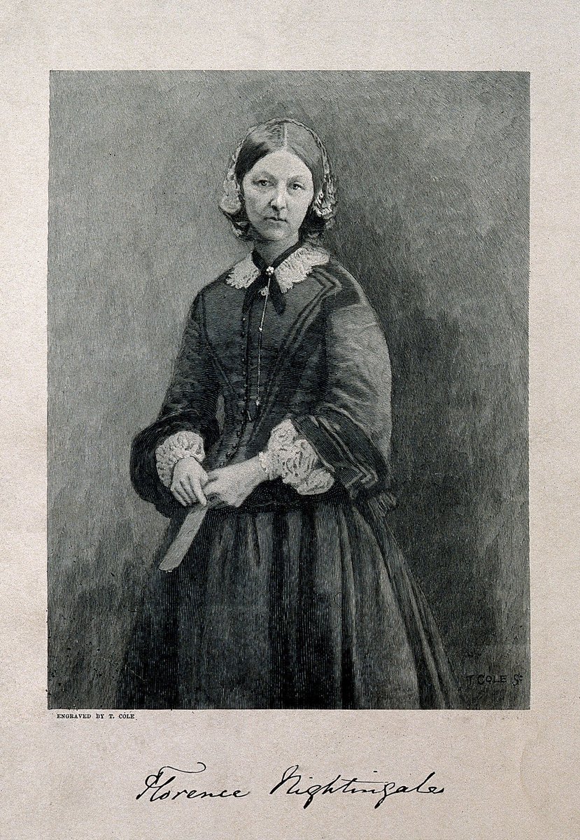 alb_giraldo's tweet photo. 📆 Every May 12, International #Nurses Day and #Fibromyalgia/Chronic Fatigue Syndrome Day are celebrated, coinciding with the birth of the precursor of modern professional #nursing, Florence Nightingale, who also suffered fibromyalgia for decades.

Florence Nightingale was born in the Italian city of the same name on May 12, 1820. Her father, William Edward Nightingale, was a wealthy burgher; Her mother, Frances Smith, belonged to British high society. Her parents named her after the city in Tuscany where she came into the world, just as they baptized her eldest daughter Parthenope, because she was born a year before her in Naples (the Parthenope of the Greeks).

At age 17, she suffered a episode of depression that she defined as "the first call of God", and at 24 resolved to take care of the neighbor, a vocation that decided to continue at all costs. She studied at Kaiserwerth, at the German institution for diaconists dedicated to supporting the sick. On her return to England, she veiled her sister Parthenope, who suffered rheumatic fever, and took care of her with abnegation.

In 1852, she received an offer to direct a private clinic at Upper Harley Street, in London, and accepted it, determined to transform the nurse's trade. Until then, only poor and marginalized women were dedicated to this activity, many of which ended up falling into alcoholism between the dirt of hospitals, the sufferings of the sick and the bad working conditions. She tried to ennoble the trade, then considered degrading, and sensed that at its base there were two essential aspects: preparation and hygiene. On the other hand, she believed that assistance to the sick corresponded to all social classes and deserved a fair consideration, even in a society as elitist as the Victorian.

Florence Nightingale is known, above all, as founder of modern nursing and for her contribution to the reform of the health conditions of campaign #hospitals. She worked as a #nurse at the Scutari campaign hospital during the Crimean War (1853-1856). There he realized that, if the mortality rate was 1,174 per 10,000 soldiers, 1,023 soldiers died due to infectious diseases. Due to her patriotic participation in the Crimean War, Florence soon became a celebrity, although she always shied away from fame. The newspapers spoke of her as a heroine and people were passionate about her dedication.

The link between Florence Nightingale and fibromyalgia arises when she returned from Crimean War. Faced with the deplorable conditions, she took to her bed, often refusing visitors, with ailments that were invisible and a condition that was without a name at that time. Since then on her very own diary, she documented the chronic widespread pain, fatigue and mental cloudiness she suffered over the last 40 or so years of her life.

📸 Florence Nightingale. Reproduction of wood engraving, 1872, after T. Cole after Goodman, 1858. Wellcome Collection, London.