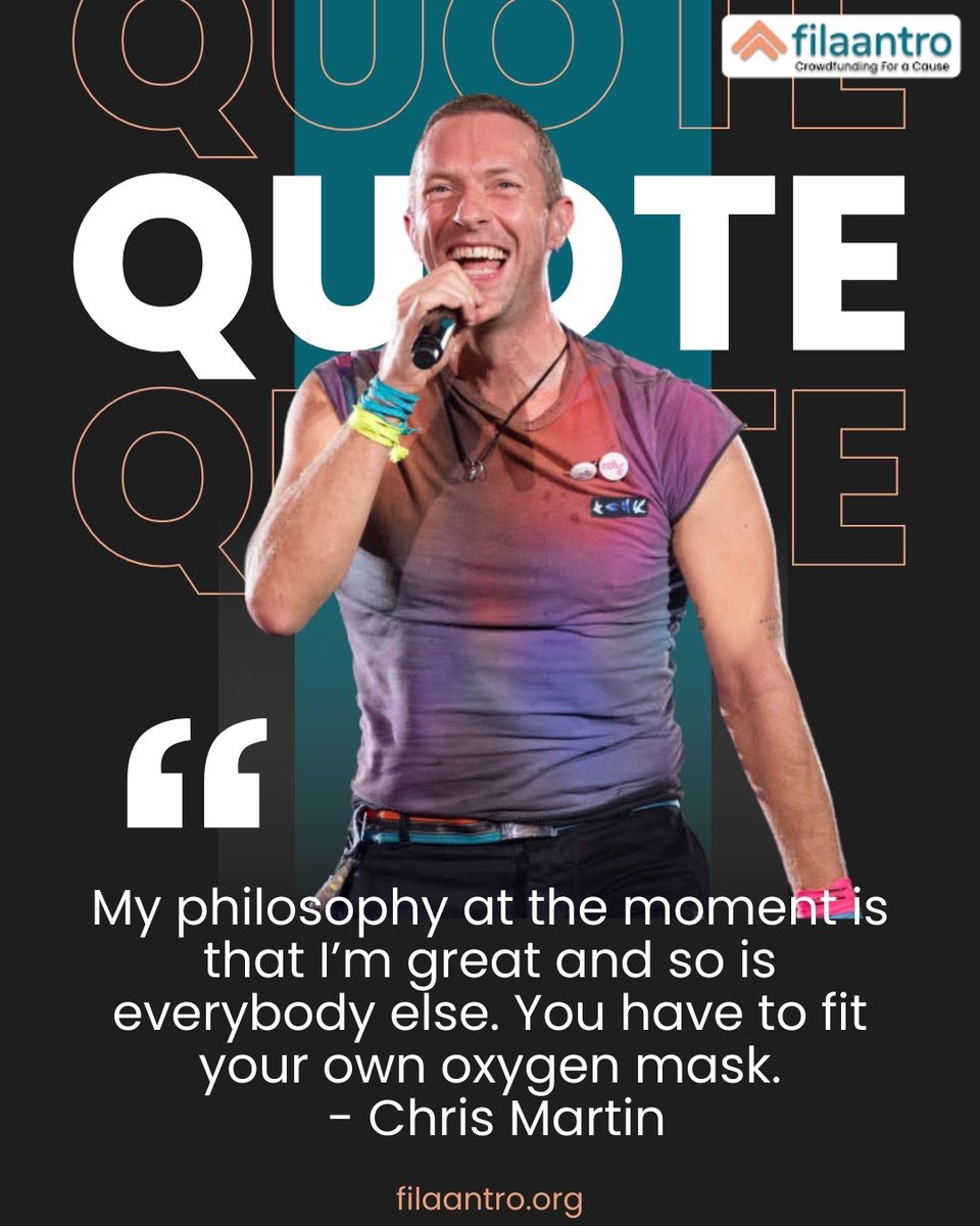filaantro's tweet photo. My philosophy at the moment is that I’m great and so is everybody else. You have to fit your own oxygen mask. - Chris Martin
.
.
.
#filaantro #mondaymotivation https://t.co/UPNFNF16hq