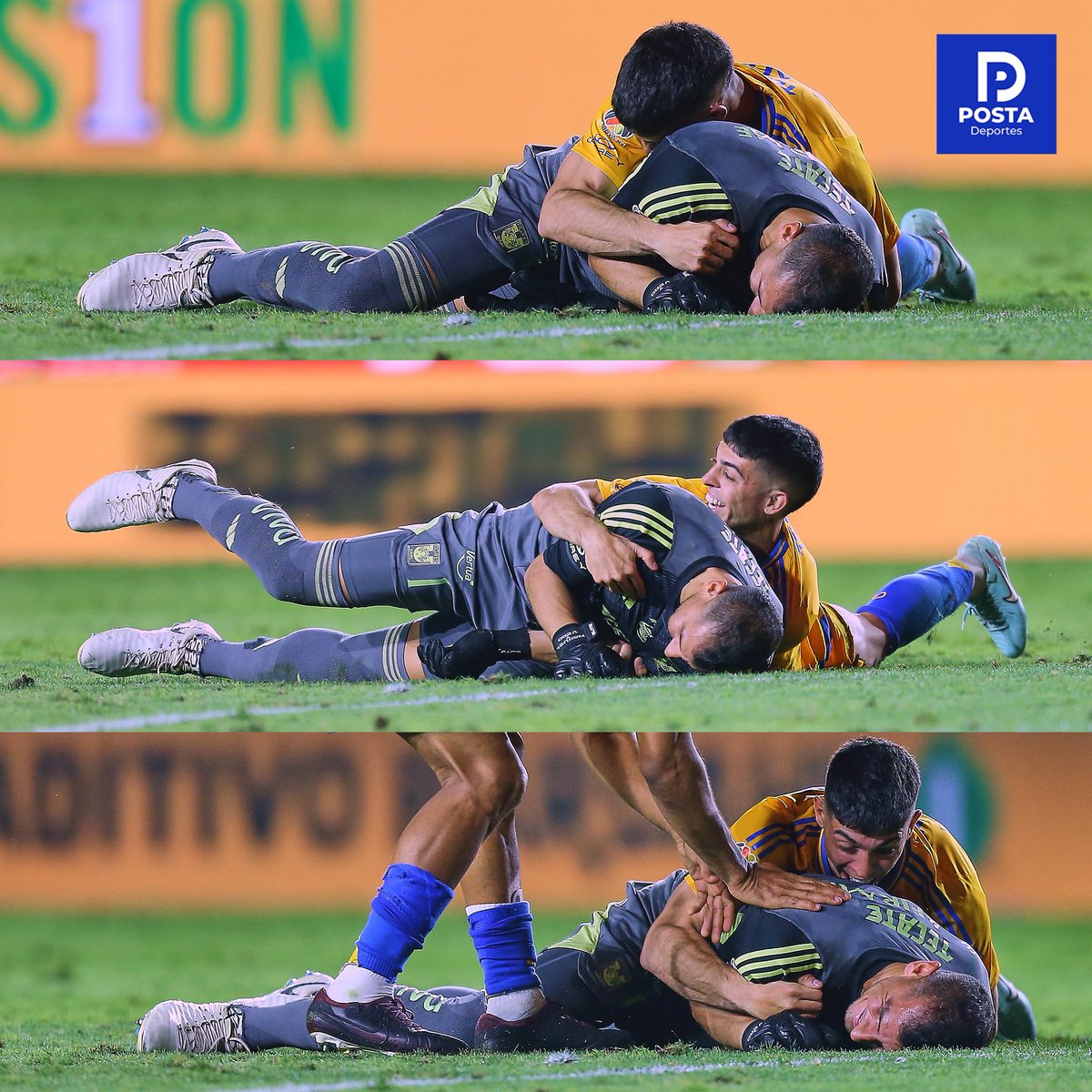POSTADeportes's tweet photo. 🥹 ¡EMOCIÓN TOTAL! 

Así celebra Nahuel Guzmán el gol válido en el último minuto para que Tigres avanzara a Semifinales 🐯 

📸: @richardz7 https://t.co/UchKGSSKZv