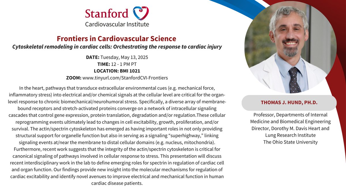 Joseph C Wu, MD, PhD (@joseph_c_wu) on Twitter photo Please join <a href="/StanfordCVI/">Stanford CVI</a> seminar on Tue 5/13 at 12pm PST by Thomas Hund, director of <a href="/OhioStateDHLRI/">OhioStateDHLRI</a>
speak on #cardiac #injury #remodeling
stanford.zoom.us/webinar/registā¦
<a href="/Stanford_ChEMH/">Sarafan ChEM-H</a> <a href="/StanfordDeptMed/">Stanford Department of Medicine</a>
<a href="/BCVSearlyCareer/">Basic Cardiovascular Sciences (BCVS) Early Career</a> <a href="/ATVBEarlyCareer/">ATVB Early Career Committee</a>
<a href="/vascularbiology/">NAVBO</a> <a href="/HundLab/">Hund Lab</a> <a href="/OhioStateBME/">OhioStateBME</a> Please join <a href="/StanfordCVI/">Stanford CVI</a> seminar on Tue 5/13 at 12pm PST by Thomas Hund, director of <a href="/OhioStateDHLRI/">OhioStateDHLRI</a>
speak on #cardiac #injury #remodeling
stanford.zoom.us/webinar/registā¦
<a href="/Stanford_ChEMH/">Sarafan ChEM-H</a> <a href="/StanfordDeptMed/">Stanford Department of Medicine</a>
<a href="/BCVSearlyCareer/">Basic Cardiovascular Sciences (BCVS) Early Career</a> <a href="/ATVBEarlyCareer/">ATVB Early Career Committee</a>
<a href="/vascularbiology/">NAVBO</a> <a href="/HundLab/">Hund Lab</a> <a href="/OhioStateBME/">OhioStateBME</a>
