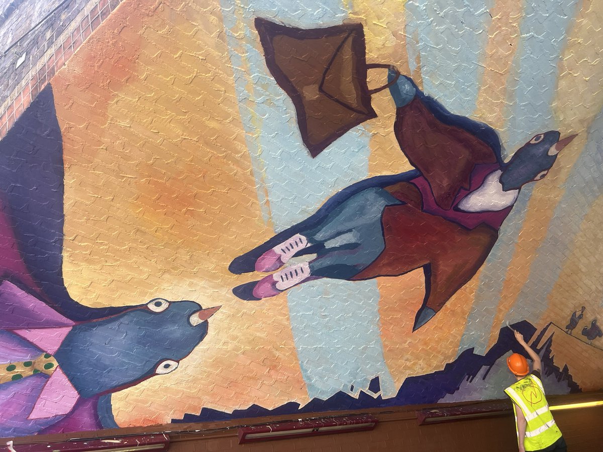 The London School of Muralism account has been ramdomly closed by X. 

So here is some news from LSoM: today we are finishing our collective mural in Waterloo Station. 

Color &amp; Humour for and adverse space.