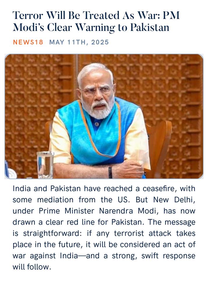 LIONSUMAN's tweet photo. Terror Will Be Treated As War: PM Modi’s Clear Warning to Pakistan
https://t.co/sZCEgRZ7cK via NaMo App https://t.co/FcaVxsDXyW