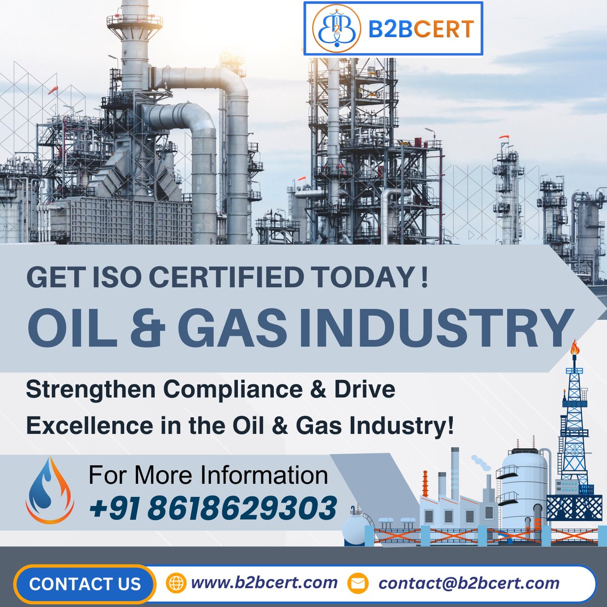 b2bcert's tweet image. Get ISO Certified for the Oil &amp;amp; Gas Industry! 
Strengthen Compliance &amp;amp; Drive Excellence in the Oil &amp;amp; Gas Industry!
Get Certified Today!

#OilAndGasIndustry #ISOCertification #QualityStandards #SafetyFirst #EnvironmentalCompliance #ProcessEfficiency #RiskManagement #GetCertified