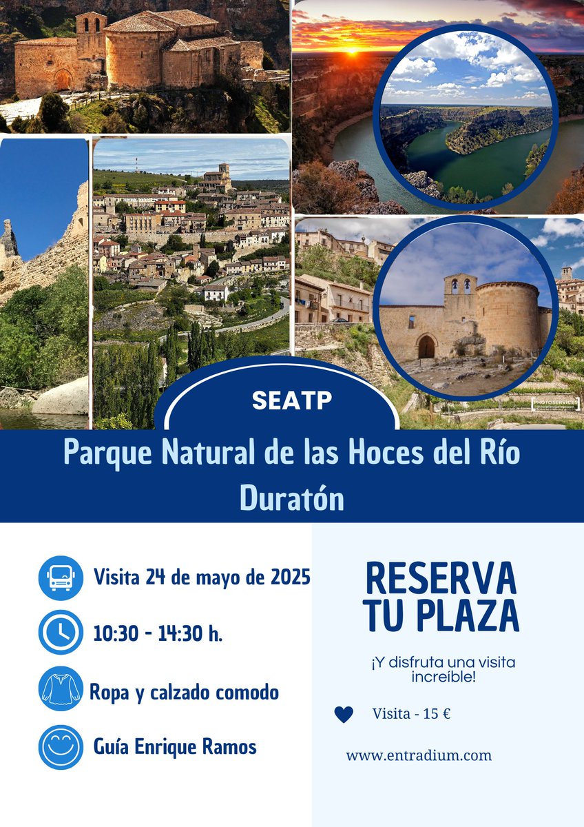 ❤️¿Te gustaría vivir algo impresionante?
🎯Pues aquí está la oportunidad.
🛣️Se viene una visita que no te puedes perder: ¡las impresionantes Hoces del Río Duratón con el mejor guía del mundo <a href="/EnriqueRamosCor/">Enrique Ramos</a> ! 🎉🤩 
Reservas: lc.cx/eNA65P
#FelizLunesATodos