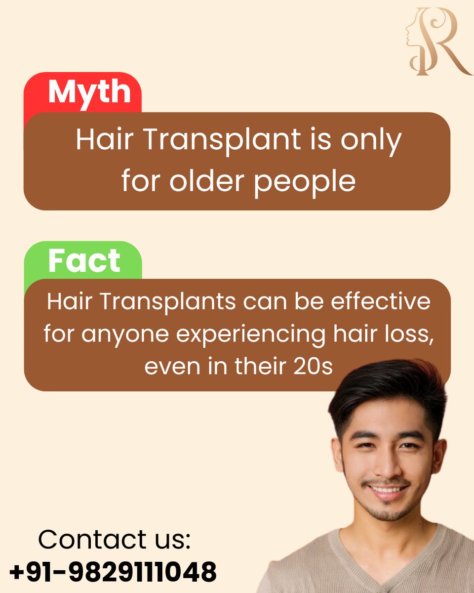 rasaaesthetic's tweet photo. Think hair transplants are just for older people? Think again! 💡 Hair loss can hit at any age, and modern hair restoration is safe and effective even in your 20s. Don’t let myths hold you back—confidence starts now! 💪

📞 +91-9829111048
🌐 https://t.co/y0FLAuGcPp
#Hairloss https://t.co/g2R0YFEPwE