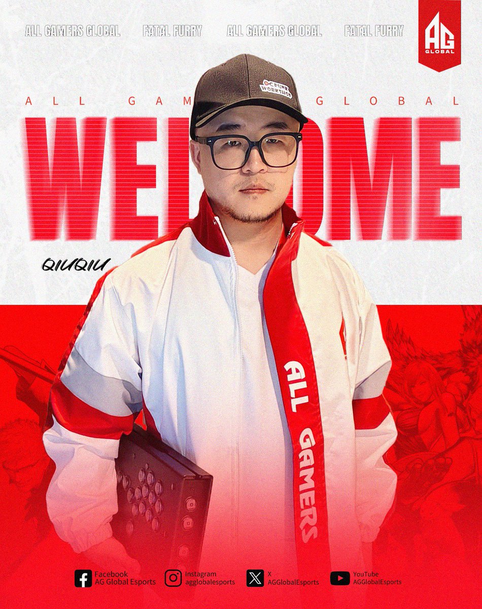 AG Global proudly welcomes QiuQiu. A rising force in the world of Fatal Fury to our team.

With relentless drive and ever-growing skill, QiuQiu is ready to shake the battlefield. Together, we’re set to make it to the #EWC2025 

#DreamBeforeGlory #AGGLOBAL #EsportsWorldCup