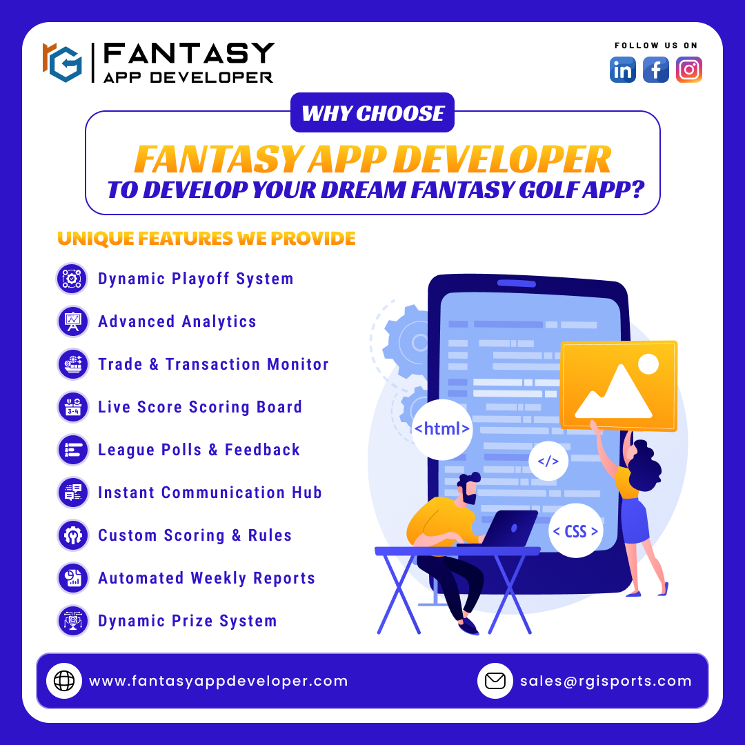Want to launch your own Fantasy Golf App ?
From Real-Time Scores &amp; Stats to Live Match Commentary &amp; Analytics , we've got you covered.

📞 91-982-868-6605
✉️ sales@rgisports.com
🌐 fantasyappdeveloper.com/fantasy-golf-a…

#FantasySports #FantasyAppDeveloper #FantasyGolf