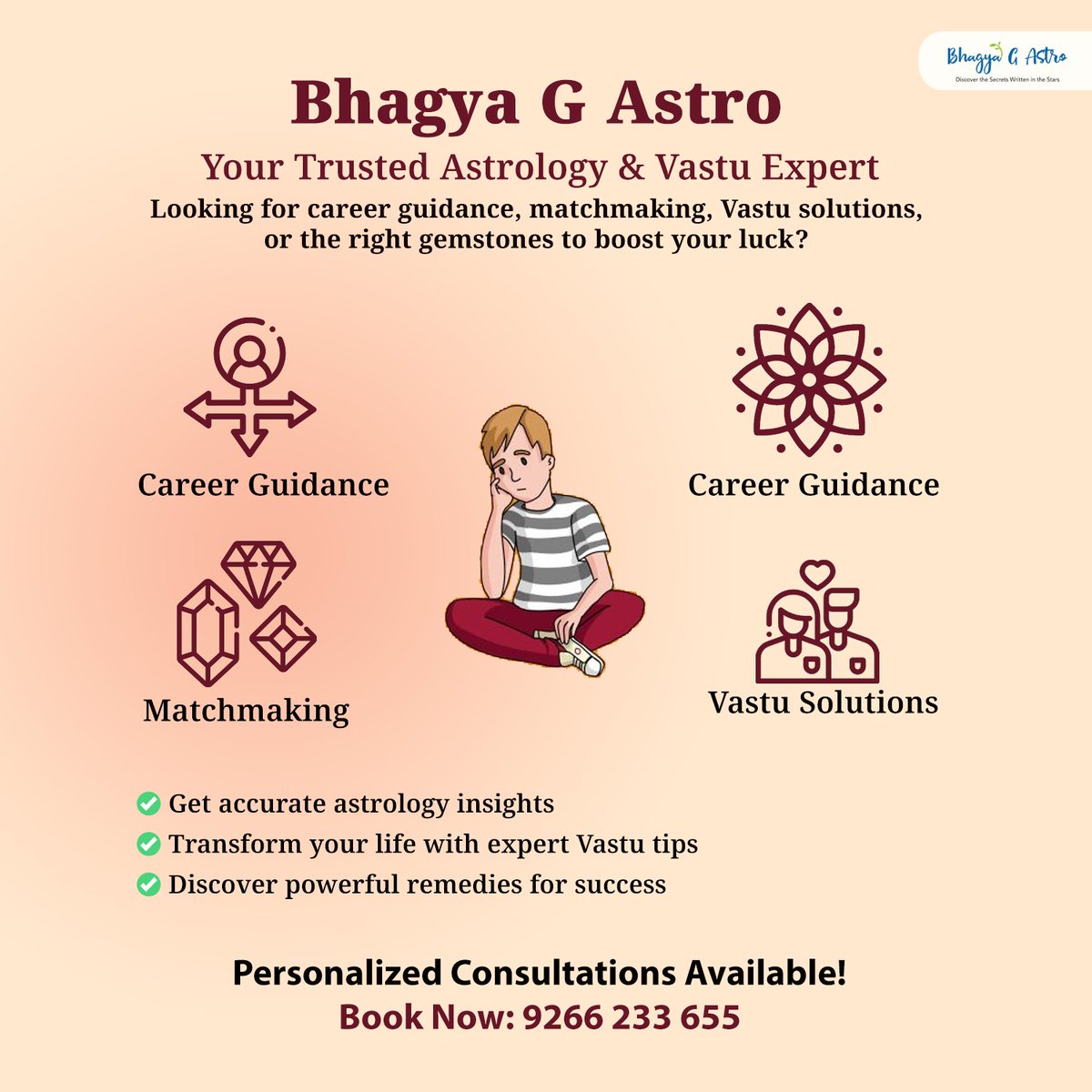 BhagyaGOfficial's tweet photo. 🔮 Bhagya G Astro – Your Trusted Astrology & Vastu Expert
✨ Personalized consultations available!
📞 Book Now: 9266 233 655
#BhagyaGAstro #AstrologyExpert #VastuTips #CareerGuidance #MatchMaking #GemstoneTherapy #JyotishShastra https://t.co/tJGDhp8IWx