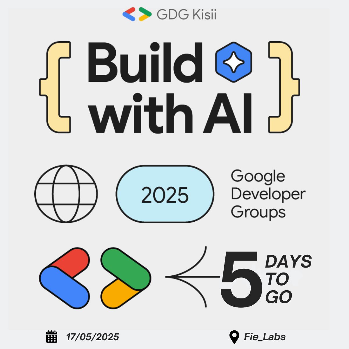 🥁 🥁 🥁 The countdown begins. We're officially 5 days to go to the #BuildWithAIKisii workshop  happening this Saturday, 17th May 2025! 🔥

Get ready to explore, learn &amp; build with AI 💡
Don’t miss out!
🔗 bit.ly/4cMF9KE
#AI #TechEvents #AIWorkshop #BuildWithAI
