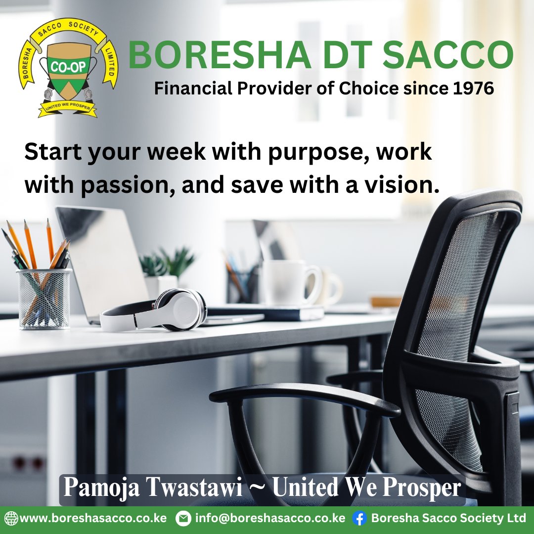 🌟 It is a brand-new week—time to chase your dreams and build a stronger financial future!

💡 What financial goal are you working towards? Whether it is owning a home, expanding your business, or securing your future, Boresha DT SACCO is here for you!

#MondayMotivation