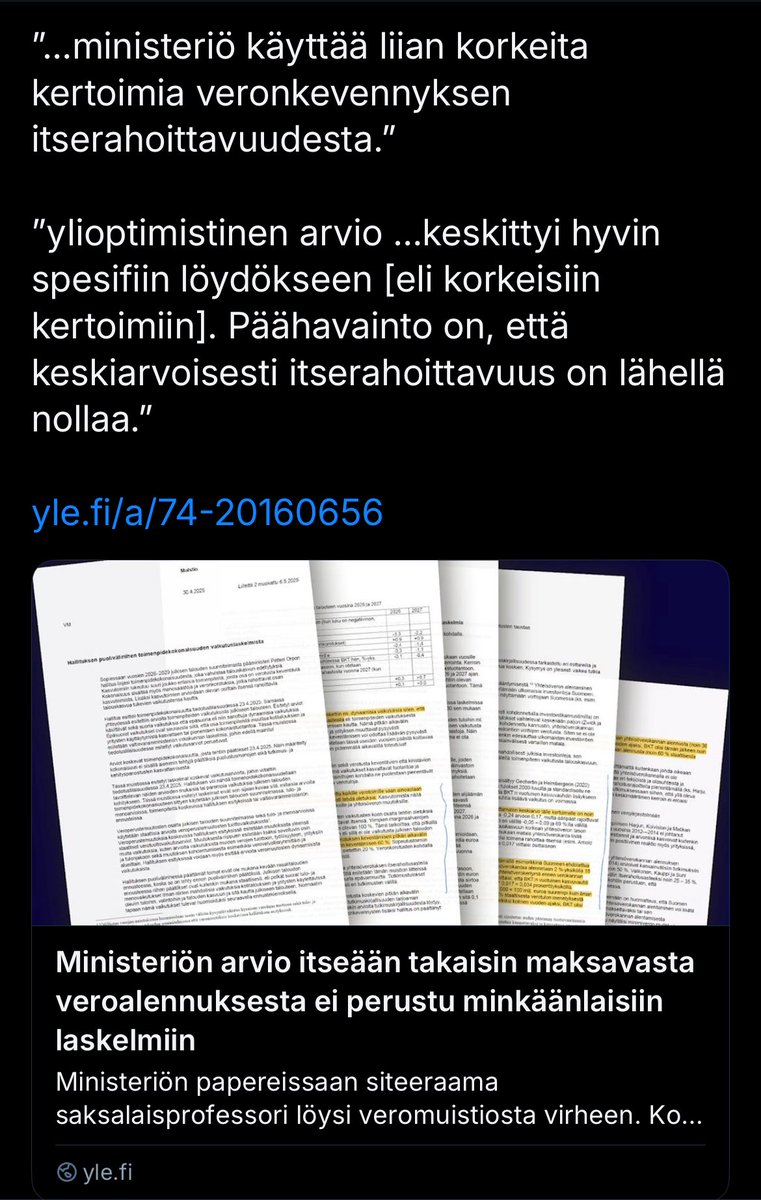 Orpo-Purra-hallituksen (kd ja rkp unohtamatta) dynaamiset vaikutukset valuvat alas kuin kuin valehtelijan kusi.

Jopa saksalaisen tutkimuksen tekijä oli närkästynyt hänen tutkimukseensa vaihdetuista numeroista ja vääristelystä.