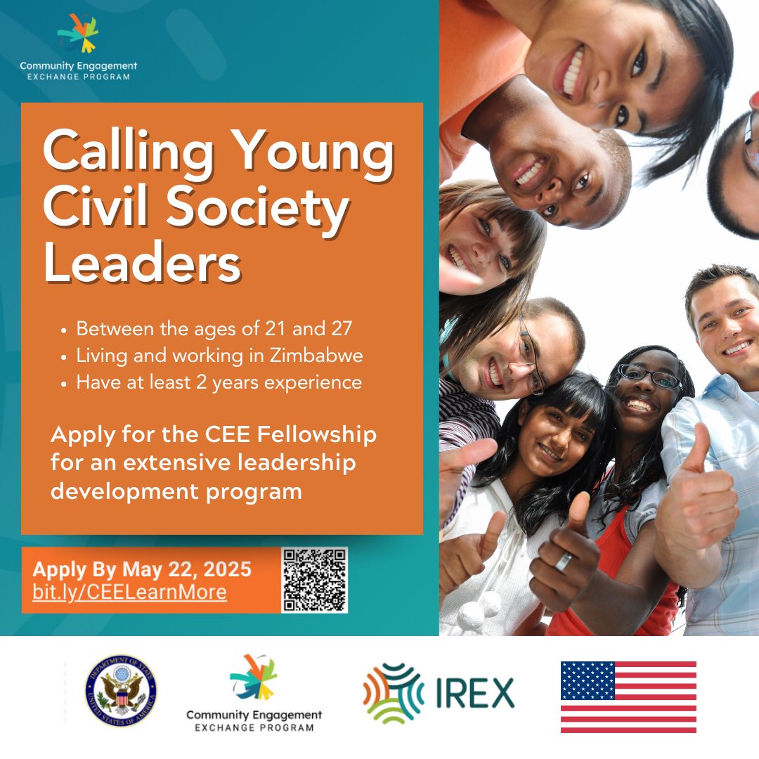 USEmbZim's tweet image. The @CEEProgram empowers young leaders to strengthen their communities & solve problems beyond local boundaries. Fellows work alongside a U.S. community organization, immerse themselves in a host community & build lifelong connections. Apply now (Go to bit.ly/CEELearnMore)