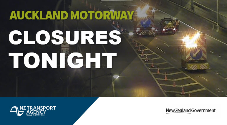 nztaaklnth's tweet photo. Plan ahead for roadwork closures on Auckland's motorways tonight, including northbound lanes on #SH20 between Massey Rd & Rimu Rd (incl. SH20A Airport Link) from 10pm. Get details here: https://t.co/QyTWG8n5sn and allow extra time for any required detours. ^TP https://t.co/vi9NviQDpw