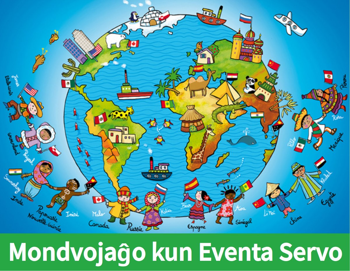 Voyage à travers le monde avec Eventa Servo, thème du cercle de discussion libre en espéranto du samedi 31 mai 2025, 14h30 à Paris-Bastille. 
esperanto.paris