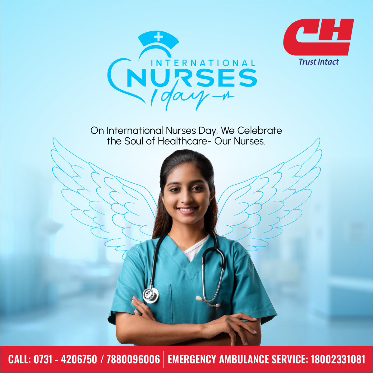Har recovery ke peeche hoti hai ek nurse ki mehnat 
Happy #InternationalNursesDay to all our healthcare heroes! 
Call: 0731-4206750 | 
choithramhospital.com
#CHRC#ChoithramHospital #NursesDay2025 #HealingWithCare