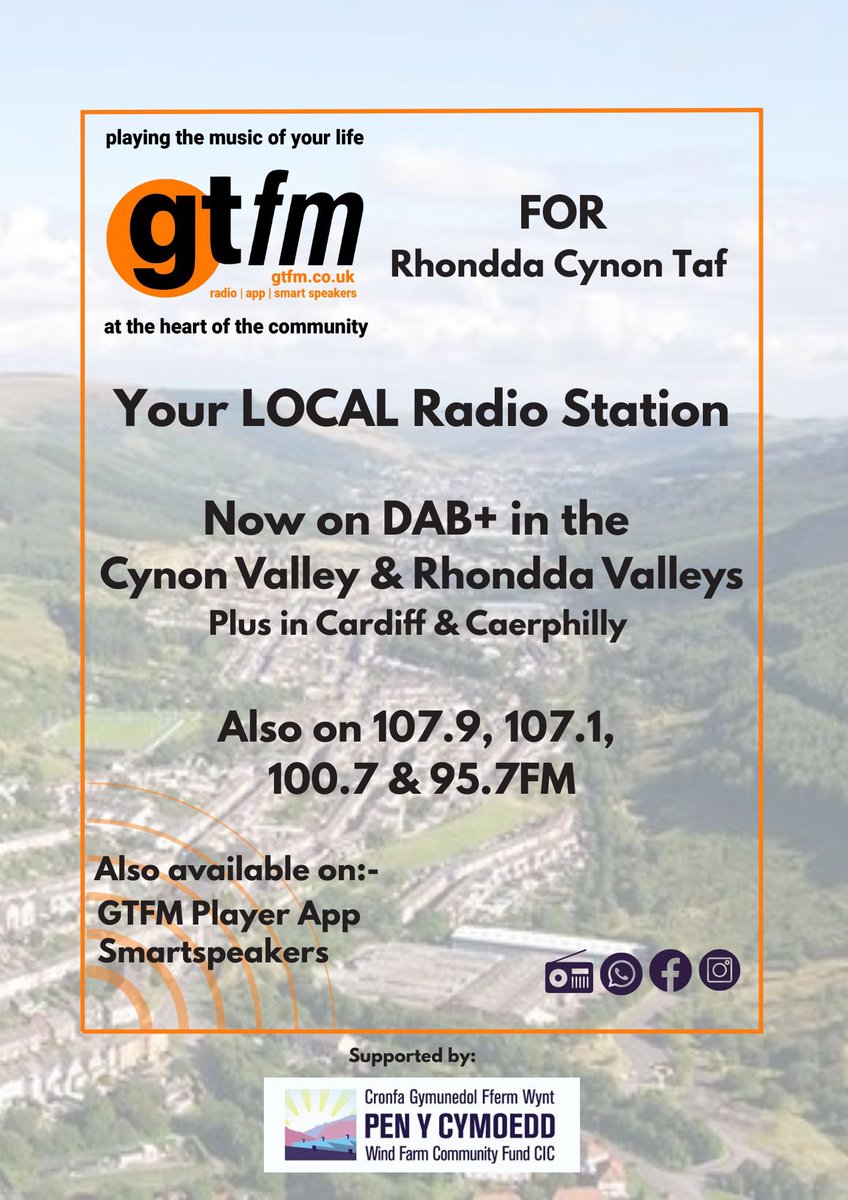 Good Morning from GTFM! 👋🏻

Join us as we kickstart a new week across Rhondda Cynon Taf! 

Don’t forget to switch us on DAB+ if your in the Cynon Valley or in the Rhondda Valleys or commuting into Cardiff &amp; Caerphilly. 

📻 Plenty of ways to listen to your local radio station!