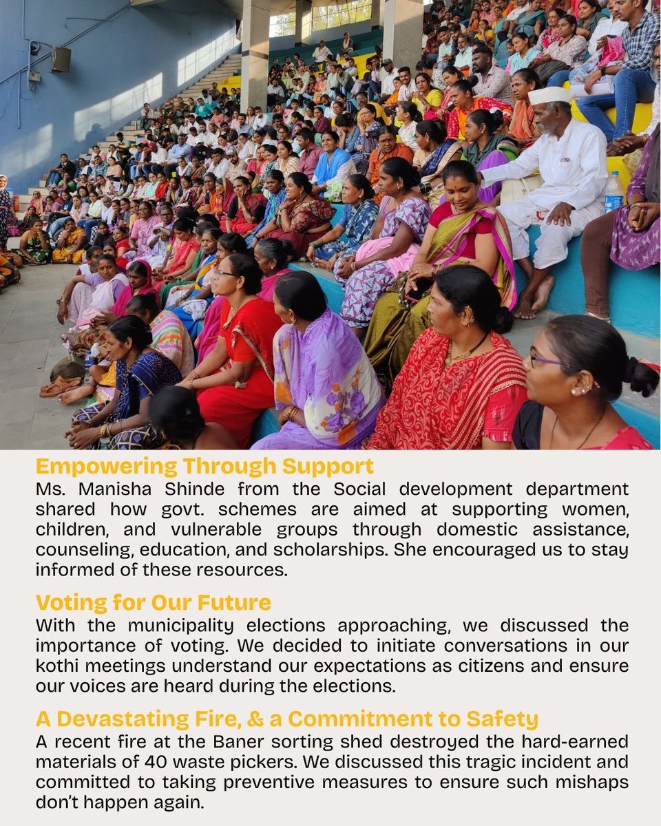 Every meeting brings us closer, stronger and more united.  We talk, plan, and act for all waste pickers. 
These are the updates from our latest Pratinidhi meeting.
#WastePickers #SWaCH