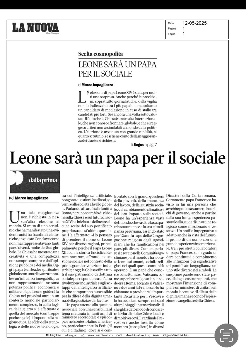 Un breve profilo di #PapaLeoneXIV mentre inizia il suo pontificato.
Ne scrivo su <a href="/lanuovasardegna/">La Nuova Sardegna</a>