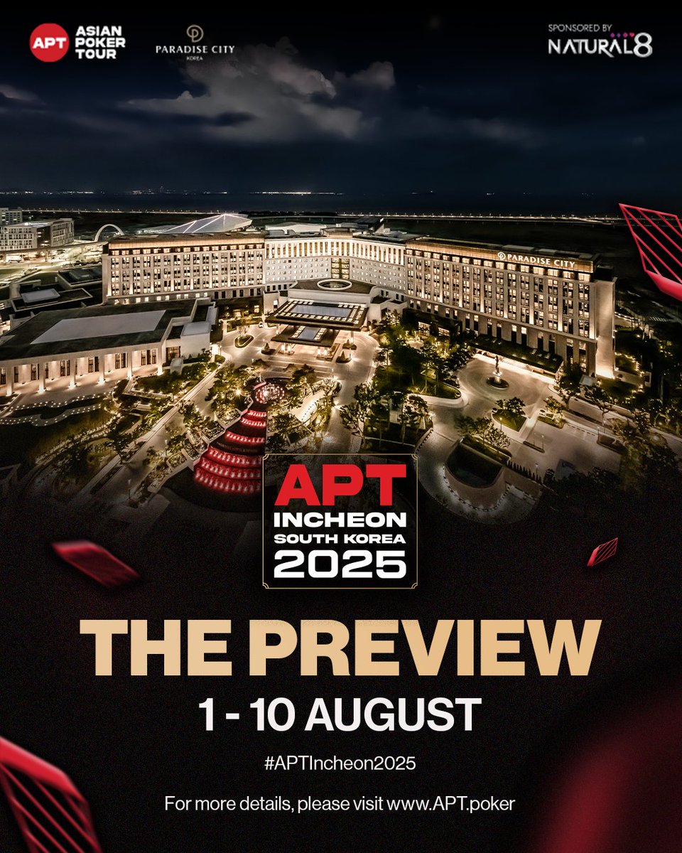Up Next: #APTIncheon2025! 🇰🇷
🗓️ 10 days of tournament action
🏆 96 events on the schedule
💰 Over KRW 3.4 Billion (~USD 2.38M) in guaranteed prize pools
Here’s a closer look at what to expect:
🔗 bit.ly/aptinch25pre
