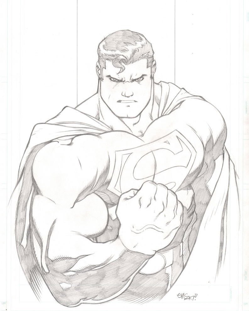 A brilliant <a href="/ed_mcguinness/">Ed McGuinness</a> #Superman 2K7 sketch I added <a href="/Procreate/">Procreate</a>  #inks and #colors for #practice