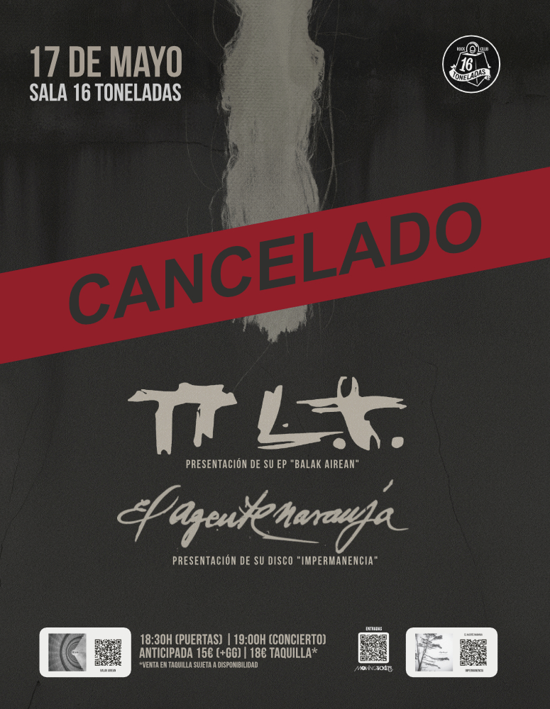 Por motivos ajenos a los grupos, el concierto para este 17 de Mayo queda cancelado, próximamente anunciaremos la nueva fecha, sentimos las molestias. Gracias a todos!