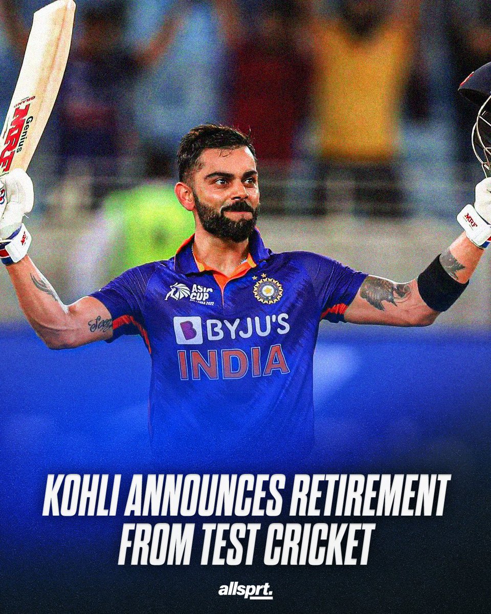 AllSprtCom's tweet image. The legendary Virat Kohli has announced his retirement from Test cricket via his social media.