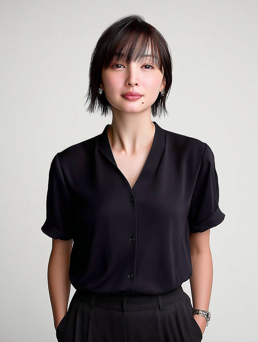 aika_worklog's tweet image. モデルの顔の固定、ずっと研究してる。
バイブルは@omgt41
毎回違う顔になってしまうMidjourneyで、&quot;同じ人&quot;を育てていく感覚。
今回はホクロをつけてより、リアルさがでるかどうかを実験中。
AIだけど、魂を込めたくなる。