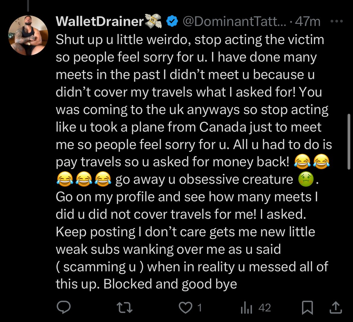 DevotedSub8860's tweet photo. @DominantTattGOD Morning scammer https://t.co/ERJTuT0v3x
