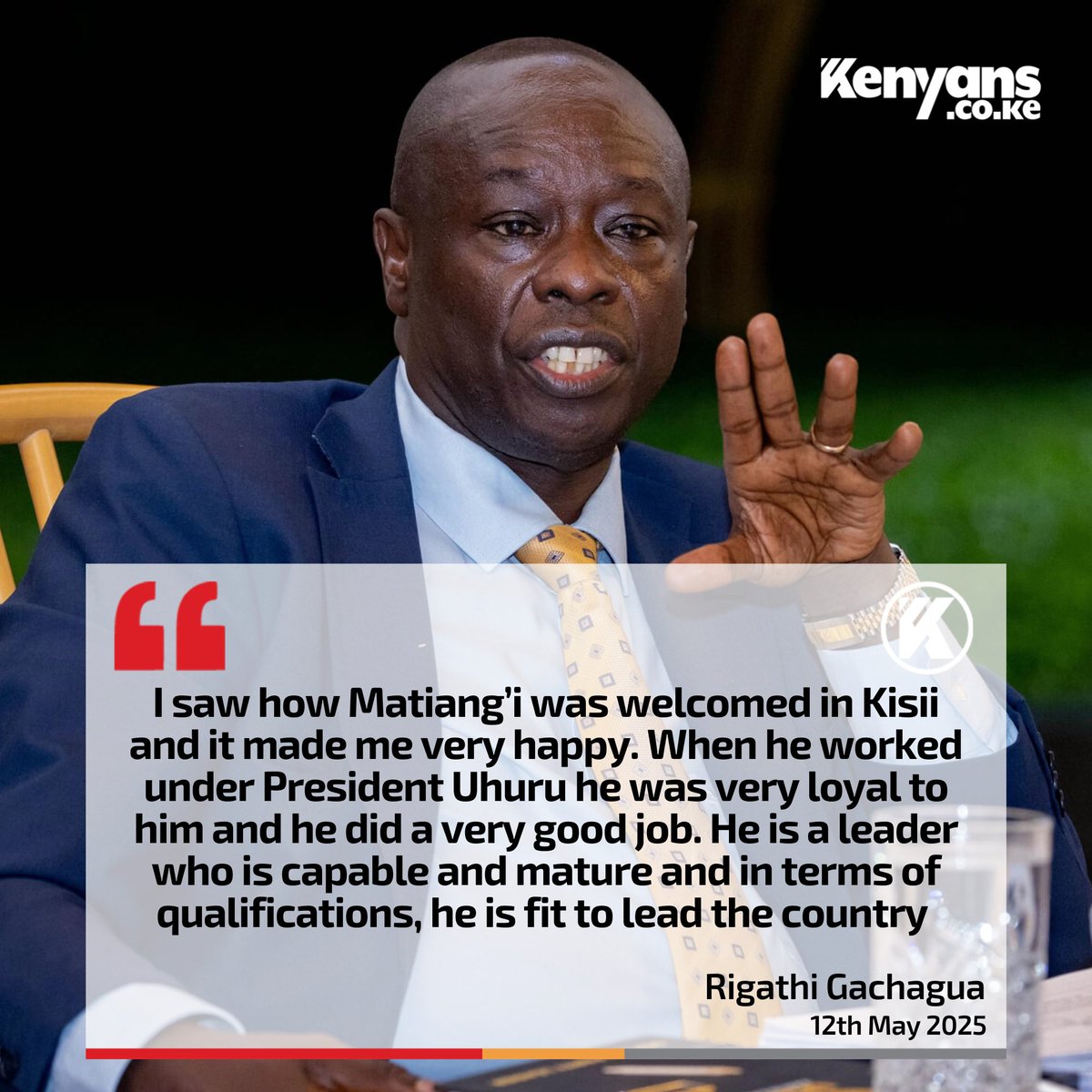 Matiang'i is fit to lead the country - Rigathi Gachagua