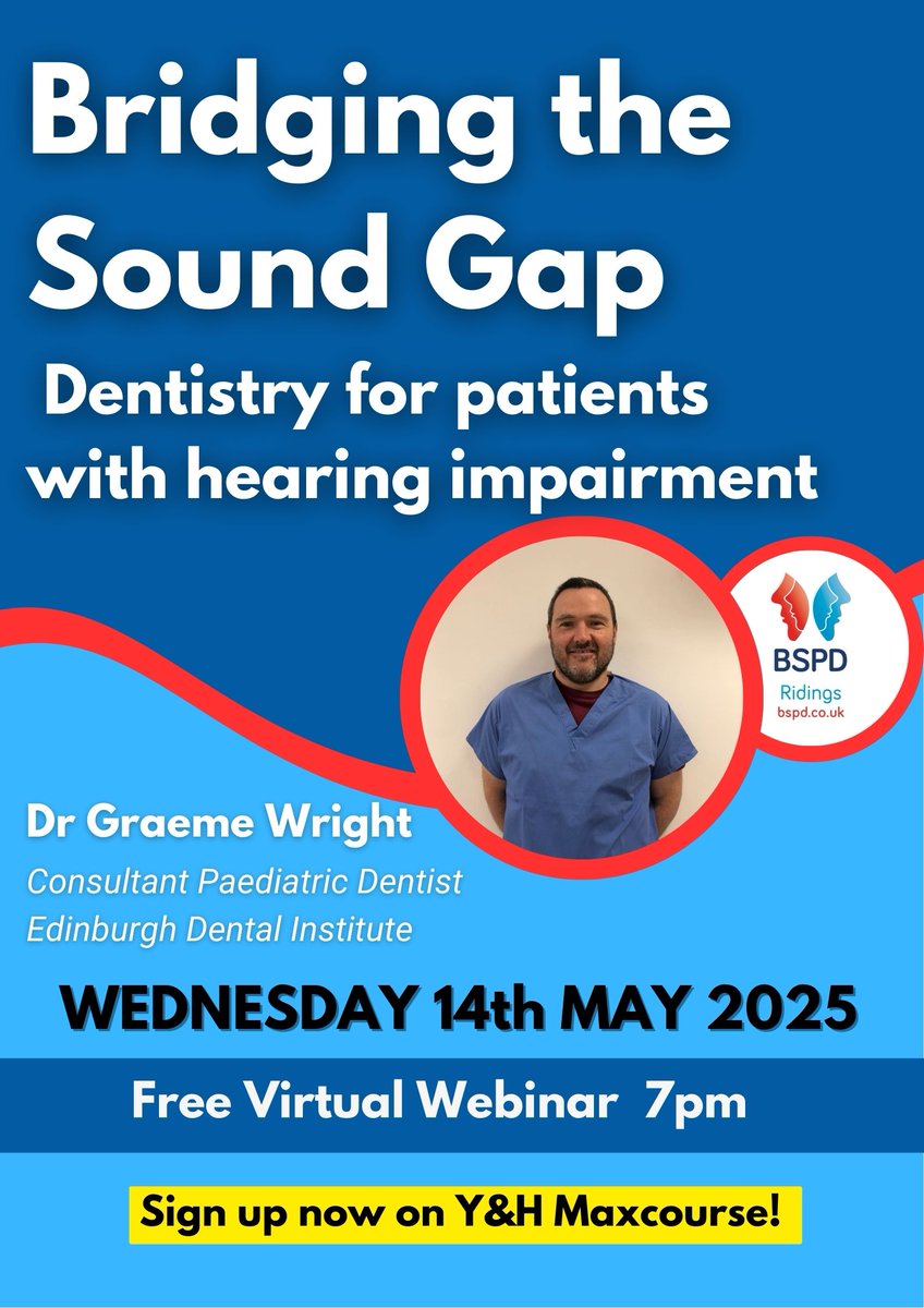Join us this Wednesday for an interesting webinar from the wonderful Dr Graeme Wright on empowering dental care for patients with hearing impairments! 
Sign up below for 1hr CPD: maxcourse.co.uk/yhpd/guestCour…