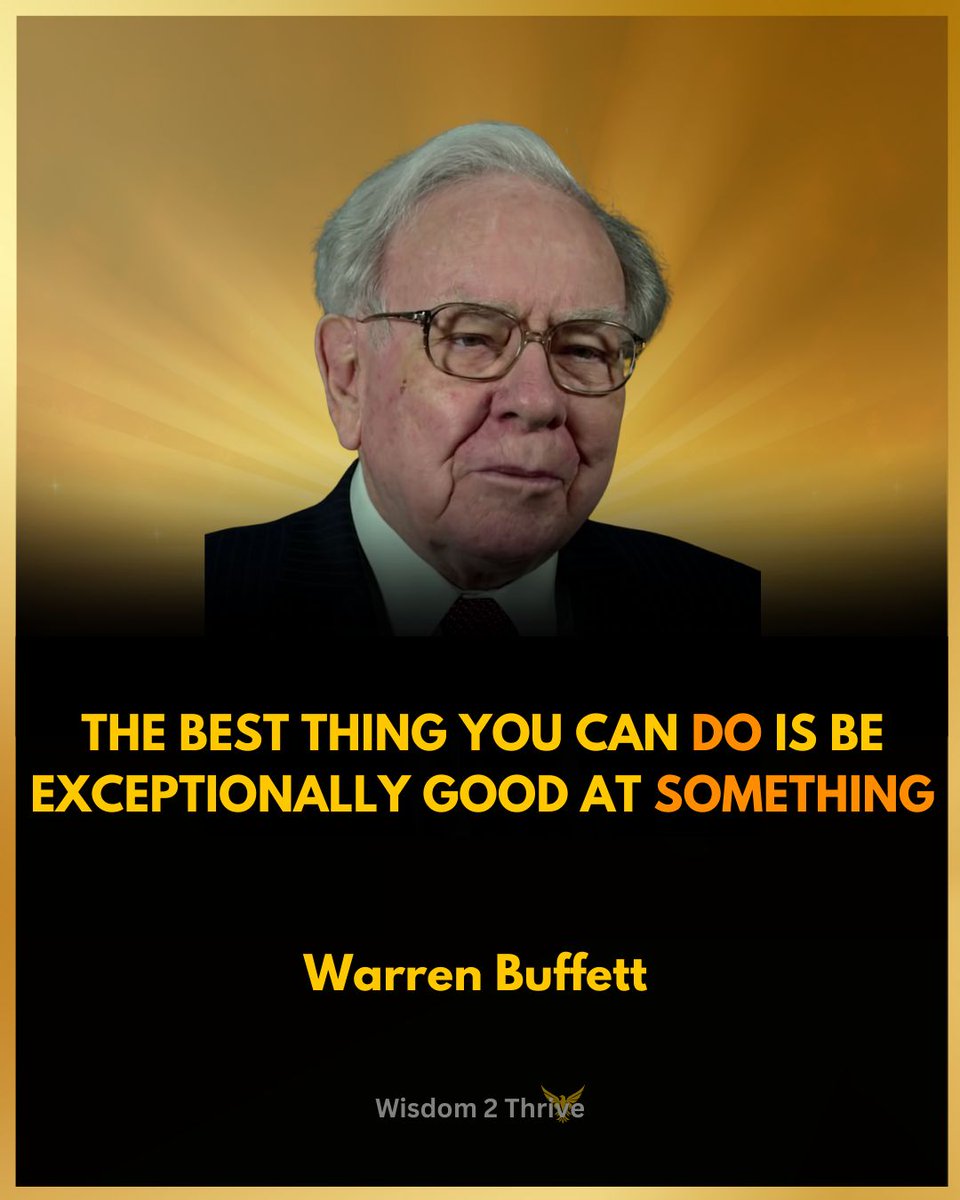 Wisdom2Thrive's tweet image. Warren Buffett keeps it simple: the best investment isn’t in stocks, it’s in you. 

Become world-class at something, and doors open forever. 
What skill are you sharpening?

#Mastery #LifelongLearning #PersonalValue #wisdom2thrive 
Follow @wisdom2thrive for more