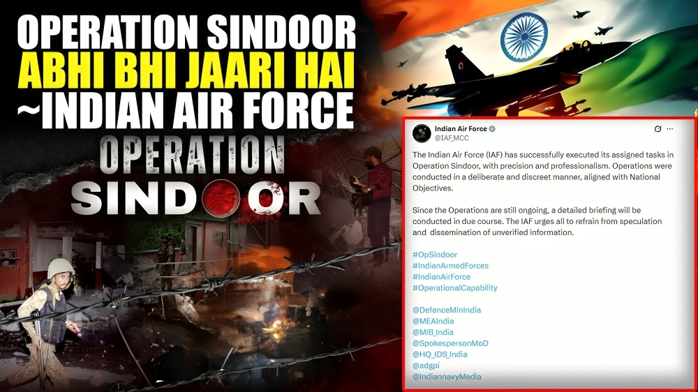 supernews24kol's tweet image. Operation Sindoor abhi bhi jaari hai, Pakistan ke saath ceasefire par Indian Air Force ka bayan

Click to the Video Link to Know More:youtu.be/FeJEtzu3DPo

#Ceasefire #PakistanAggression #DroneAttacks #IndianArmy #OperationSindoor #PMModi #HighLevelMeeting #NationalSecurity