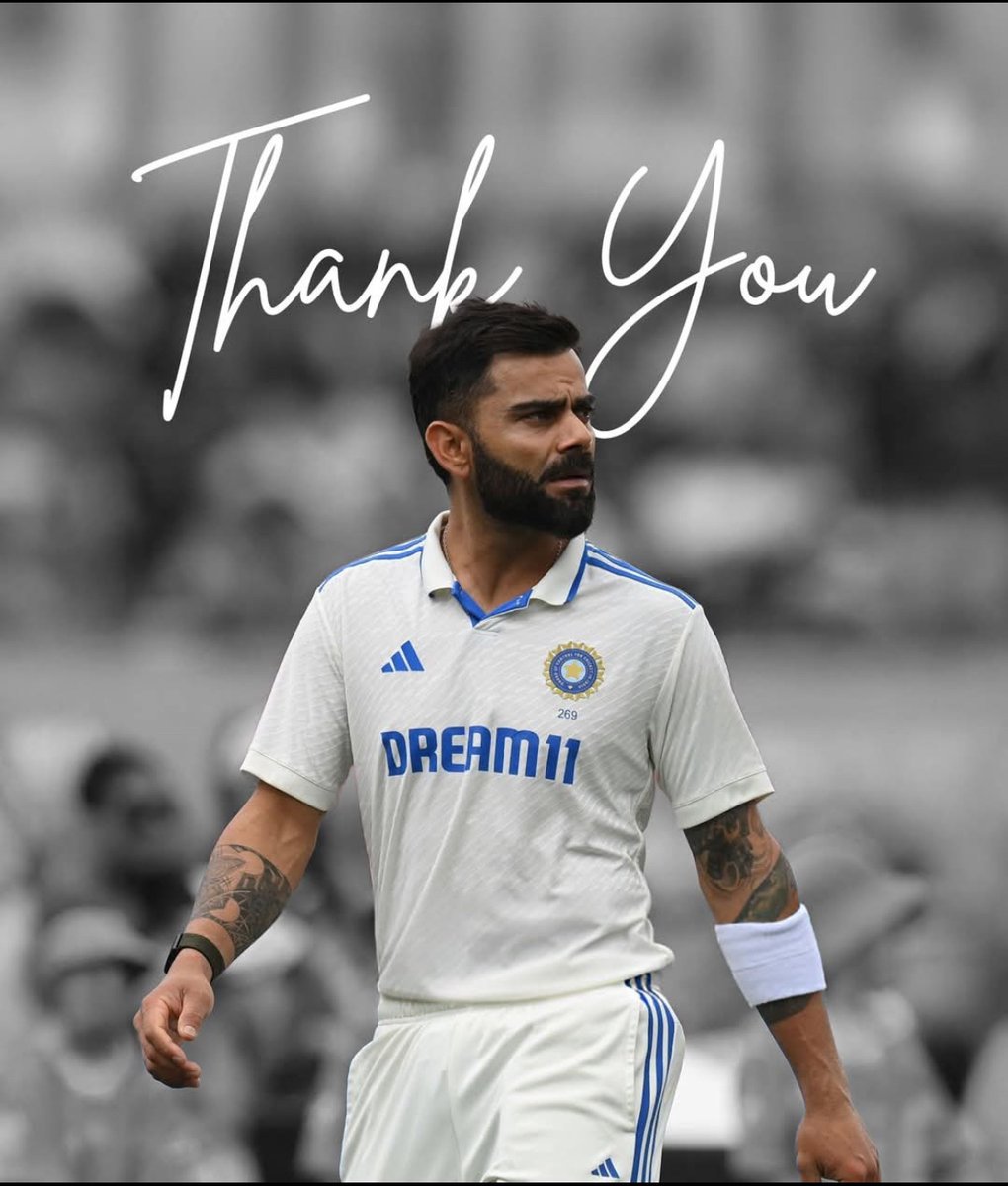 Test cricket hit different the moment Virat Kohli took charge. His energy, aggression, passion, and never-give-up attitude made every session feel like an event . After his retirement, it feels like the end of an era.Thank you for everything, King. #ThankYouVirat #KingKohli