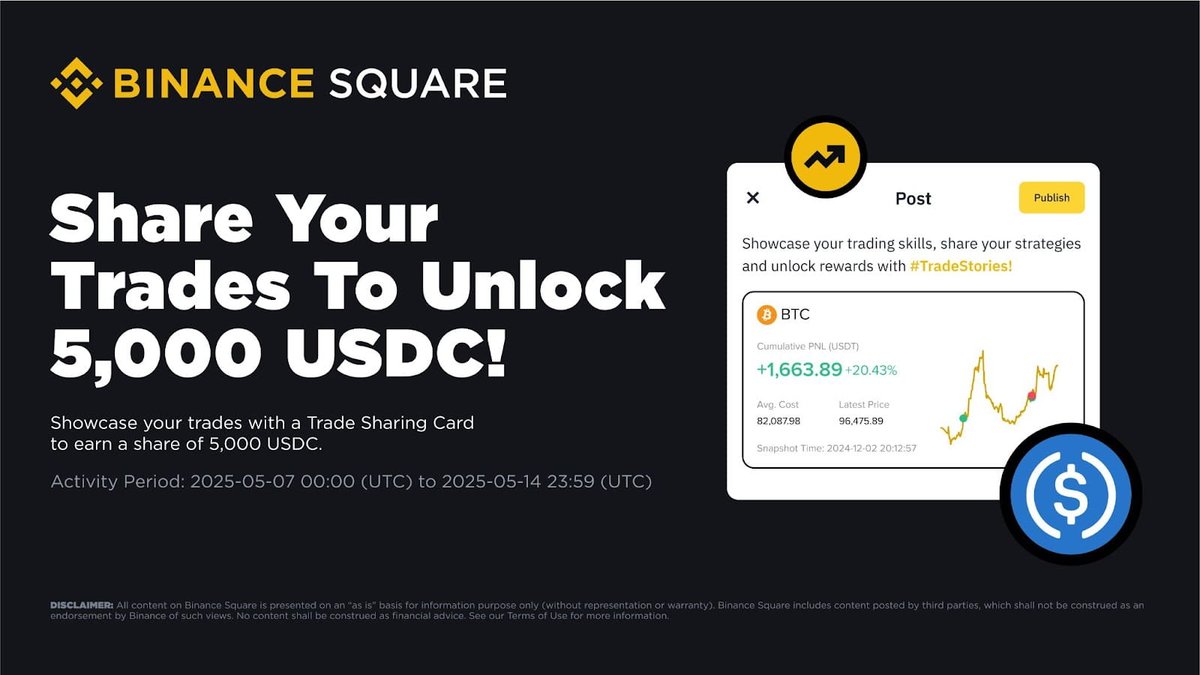 binance_vietnam's tweet photo. 📢 Có điều để chia sẻ về giao dịch bạn đã thực hiên?
Share ngay vì đang có quỹ thưởng 5000 USDC chờ bạn nhận!
Binance Square ra mắt thử thách #TradeStories – nơi bạn có thể chia sẻ giao dịch & insight cá nhân bằng Thẻ chia sẻ giao dịch để nhận thưởng từ quỹ 5,000 USDC 🎯
🗓️ Thời gian: 07:00 07/05 – 06:59 15/05/2025 (giờ VN)
🔖 Đừng quên gắn hashtag #TradeStories + chủ đề như #BTCTrade, #AltcoinTrade, #TradeOfTheWeek,...
💡 Mỗi bài viết là một cơ hội nhận thưởng! Đăng nhiều – tăng cơ hội!
👉 Chi tiết chương trình: https://t.co/cK4e6PQ3ia