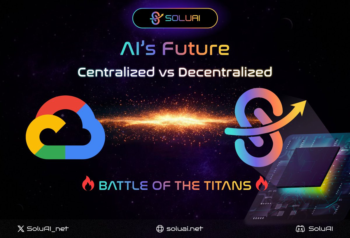 SoluAI_net's tweet photo. Where do you see the real future of #AI development?
🧠 #Centralized clouds (AWS, Google, Azure)
⚙️ #Layer1s with basic AI plugins
🚀 #SoluAI: Built for AI from Day 1
Still deciding...👀 Vote and let’s see what #Web3 really believes. https://t.co/dUYMQFJzNG