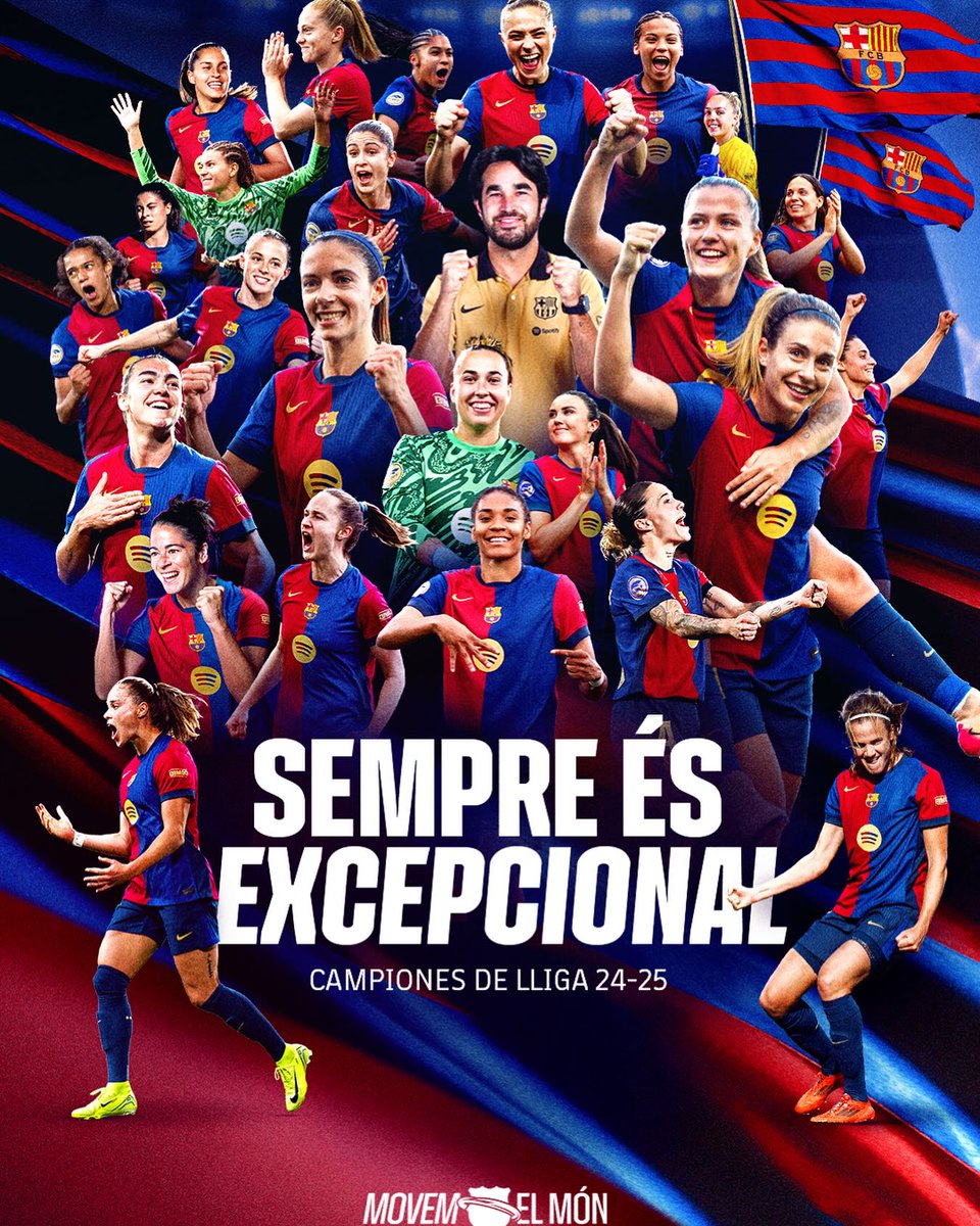 Felicitats <a href="/FCBfemeni/">FC Barcelona Femení</a> ! 🏆 𝗖𝗔𝗠𝗣𝗜𝗢𝗡𝗘𝗦 𝗗𝗘 𝗟𝗟𝗜𝗚𝗔! 🏆
📸 Credits by <a href="/FCBfemeni/">FC Barcelona Femení</a>