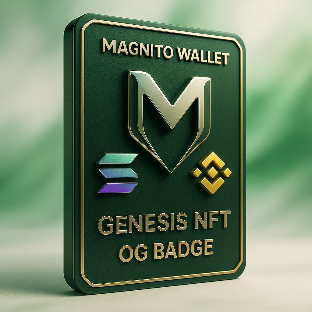Magnito Genesis OG NFT – A Tribute to the Founders

We are proud to present the Magnito Genesis OG Badge, an exclusive NFT available only to the first 100 holders on the Binance Smart Chain (BSC) network and 100 on the Solana network.

Every individual who owns more than 0.5% of
