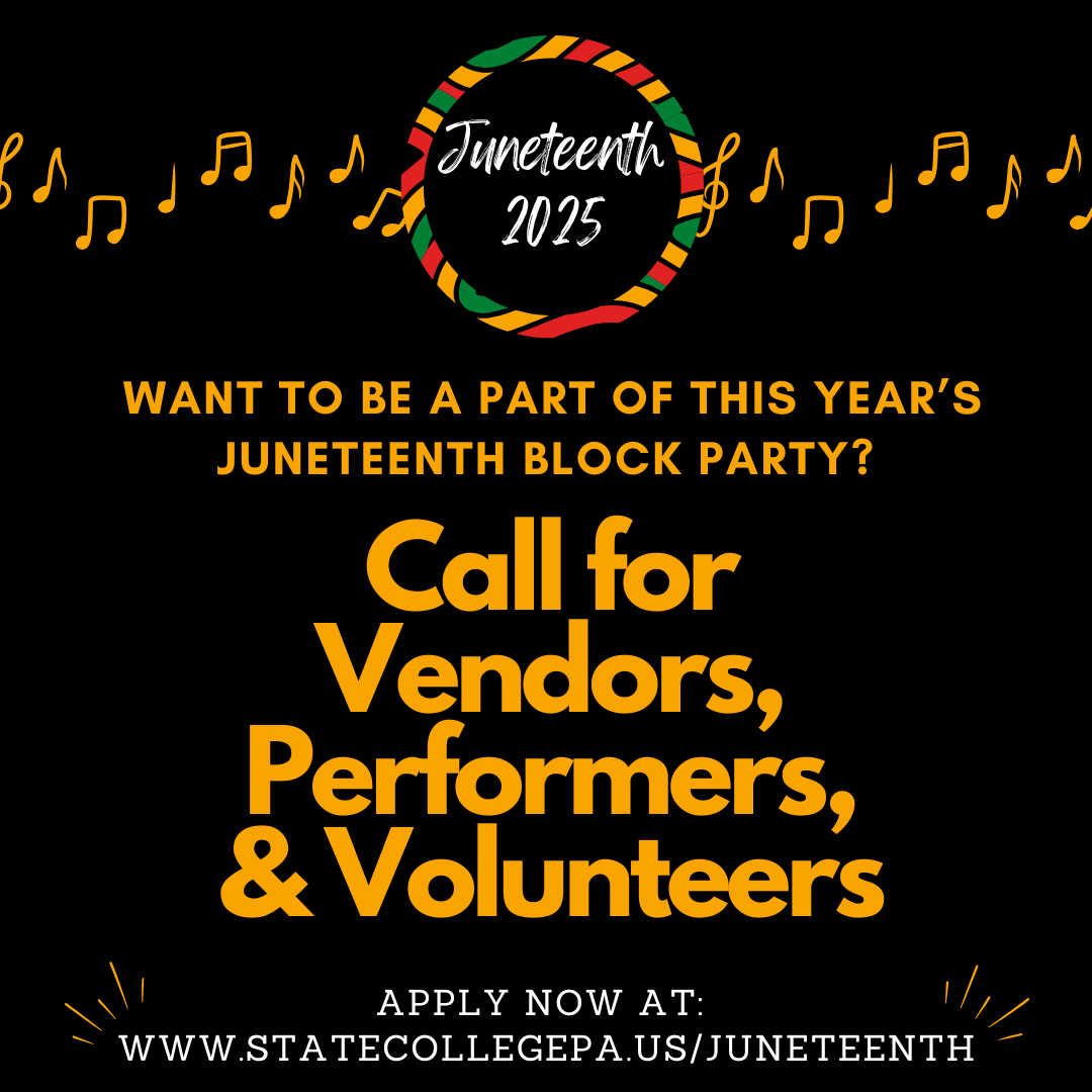 Want to participate in this year's Juneteenth celebration? Apply to be a vendor or performer, or sign up to be a volunteer! 
 
The application is open until May 12, and volunteers may sign up until June 12. More information can be found here: bit.ly/2025Juneteenth