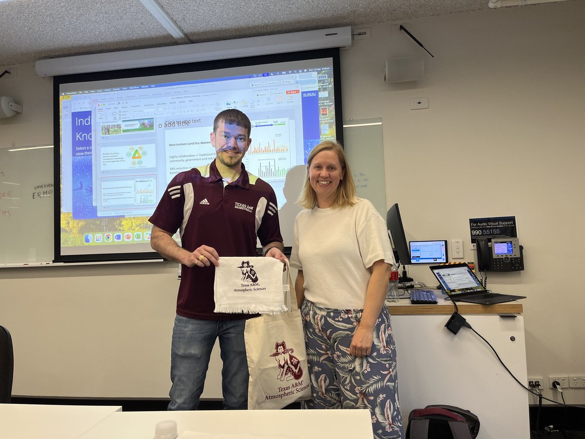 eniels13's tweet image. And we are off with the @tamu_atmo SEA-Met 2025! Thanks to Dr. Ailie Gallant and Monash University for kicking us off with a discussion of Australian climatology, drought, landscapes, and indigenous peoples.