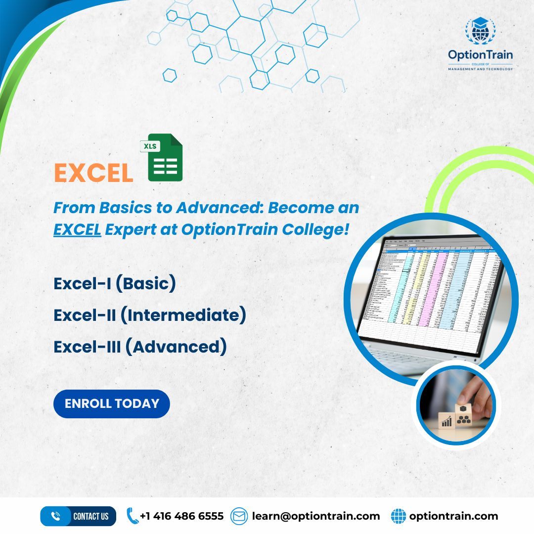 optiontrainclg's tweet image. 📊 From Basics to Brilliance – Master Excel at OptionTrain College!
Join Excel-I, II & III at OptionTrain College: optiontrain.com/contact-us or send us an email at learn@optiontrain.com
#ExcelTraining #ExcelAdvanced #MicrosoftExcel #DataAnalysis #OfficeSkills #OptionTrainCollege