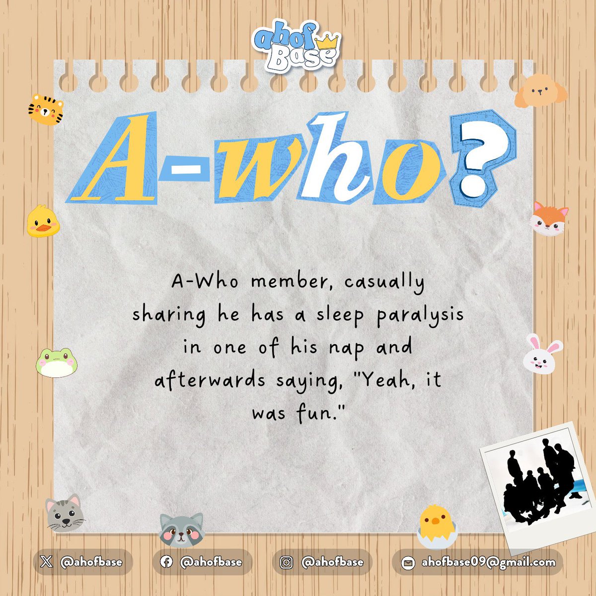 ahofbase's tweet photo. π A-WHO IS THAT MEMBER?
YAHOF! Itβs the tie breaker bonus round!
Itβs between participants @lovejewelzkim and @lil_awi
Respond by replying your answer using the official tags of the member + #A_Who
First to provide the correct answer will get the bonus point! Good luck!
#AHOF #μν
@AHOF_official